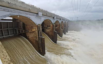 Reservoir flood discharge warning broadcasting system